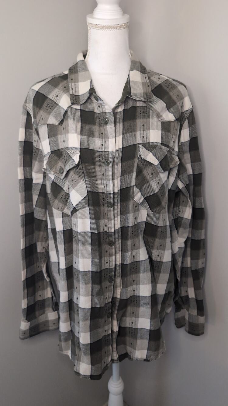 Frye XL Plaid Button Down Shirt Western Workwear Casual